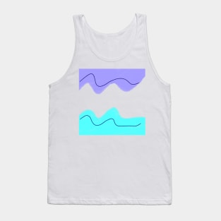 Blue purple black line art watercolors Tank Top